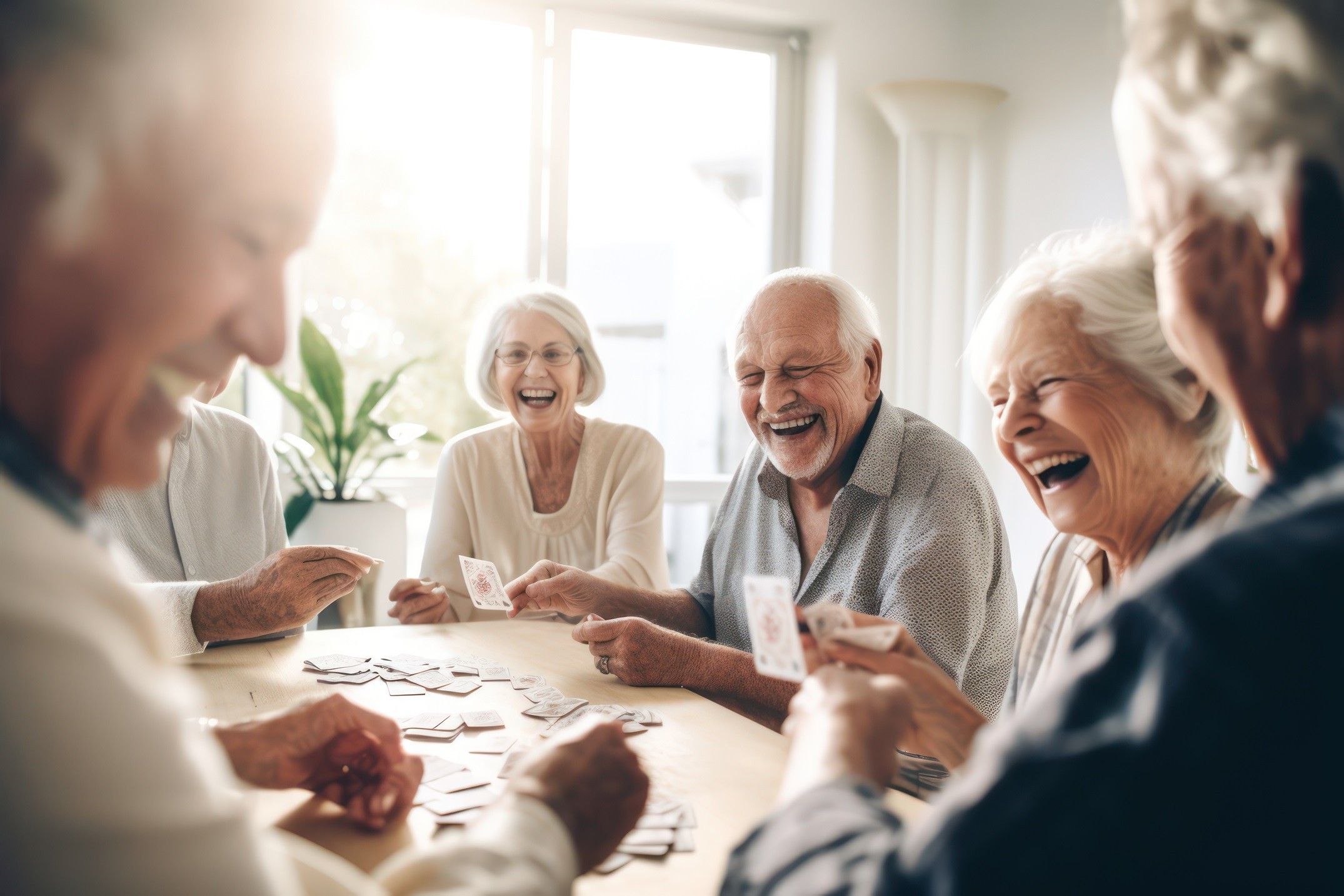 older people laughing together