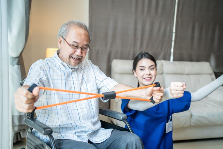 senior elderly man on wheelchair